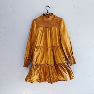 Veronica Beard Brown Vigore Smocked Tiered Dress Size 10